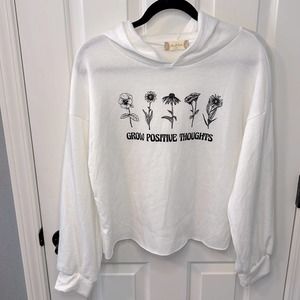 Altar’d State white long sleeve pullover t-shirt w/ hood Sizes